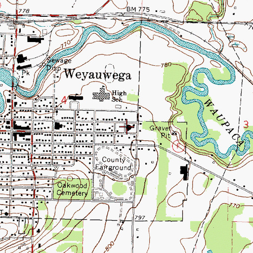 Topographic Map of Saints Peter and Paul Church, WI
