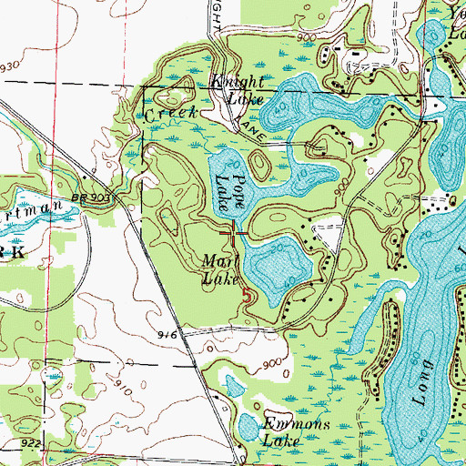 Topographic Map of Shung-we Creek, WI