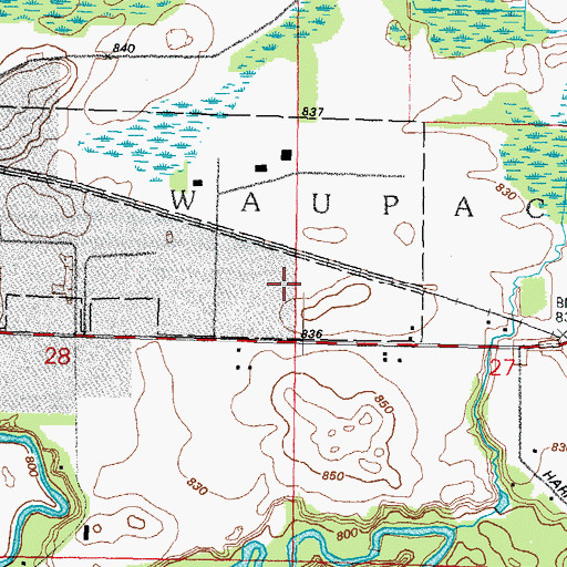 Topographic Map of Waupaca Business Park, WI