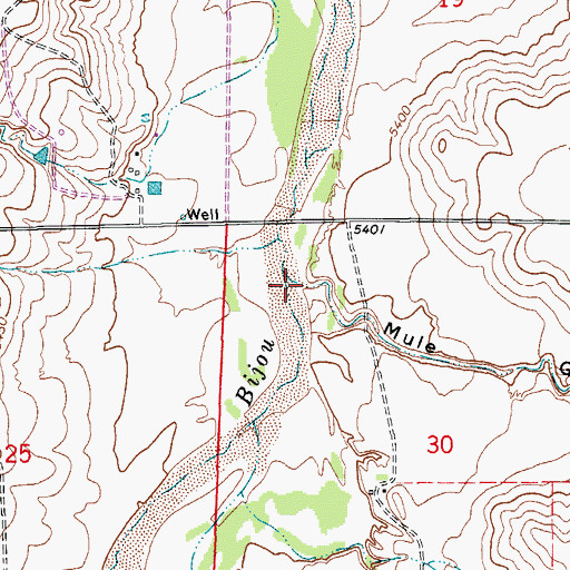 Topographic Map of Mule Gulch, CO