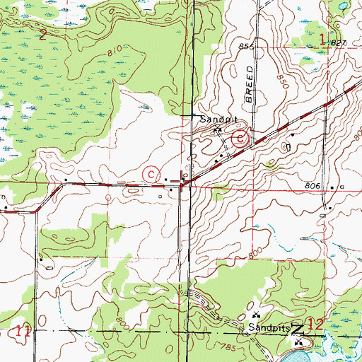 Topographic Map of Wolf River School (historical), WI