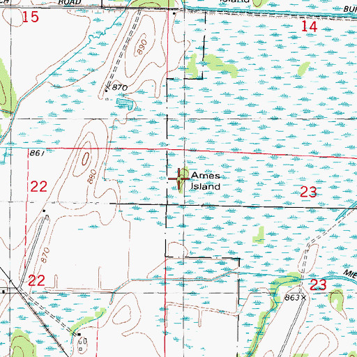 Topographic Map of Ames Island, WI