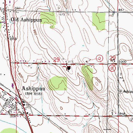 Topographic Map of Ashippun Elementary School, WI