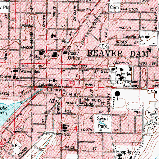 Topographic Map of Assembly Presbyterian Church (historical), WI