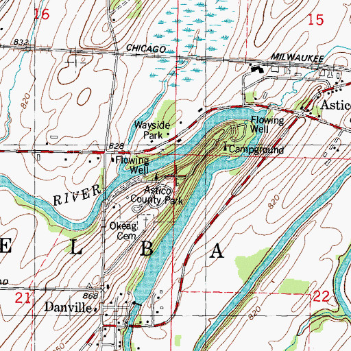 Topographic Map of Astico County Park, WI
