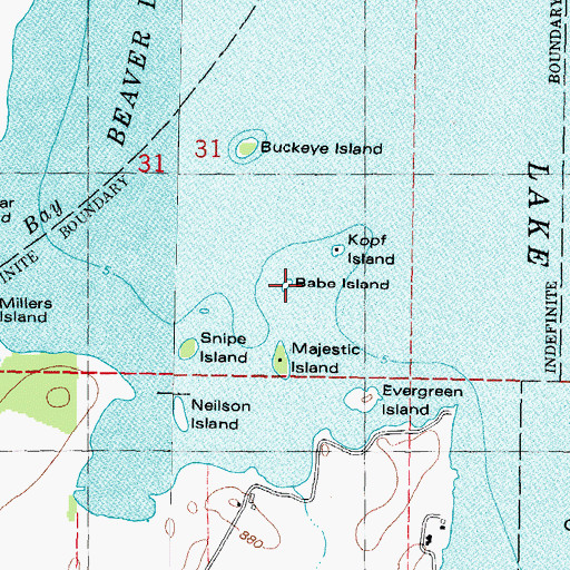 Topographic Map of Babe Island, WI