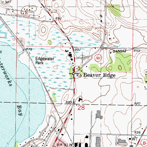 Topographic Map of Beaver Edge, WI