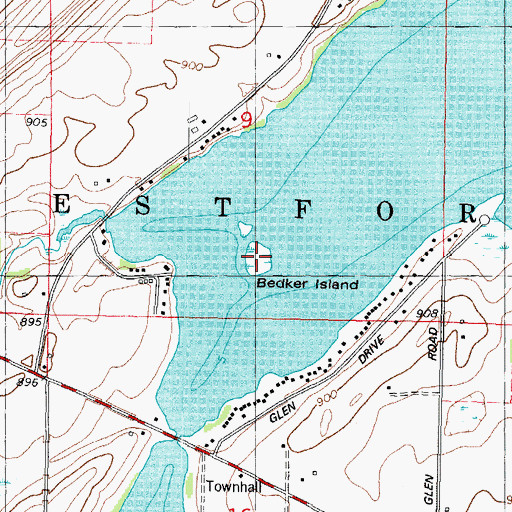 Topographic Map of Bedker Island, WI