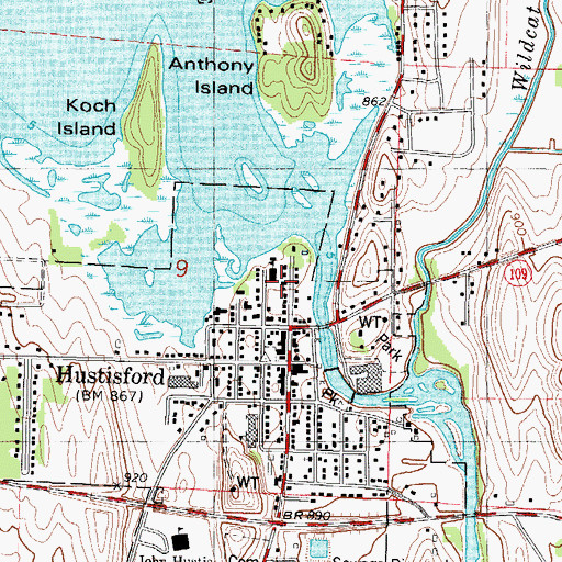 Topographic Map of Bethany Lutheran Church, WI