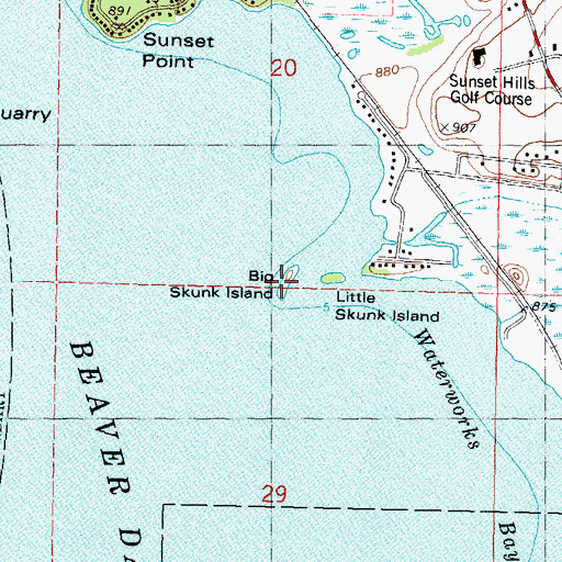 Topographic Map of Big Skunk Island, WI