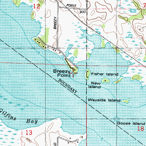 Topographic Map of Breezy Point, WI