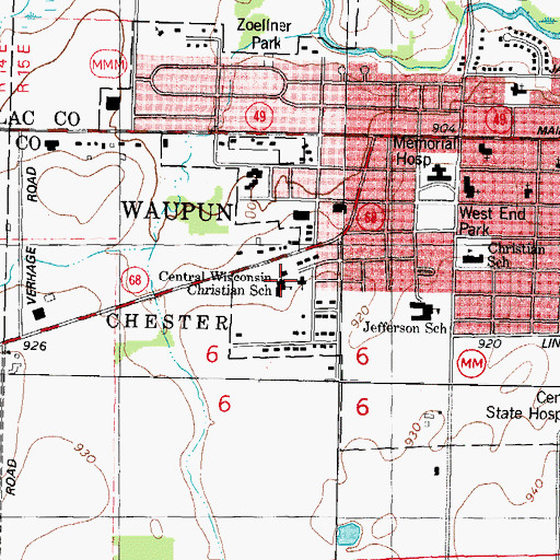 Topographic Map of Central Wisconsin Christian Schools, WI
