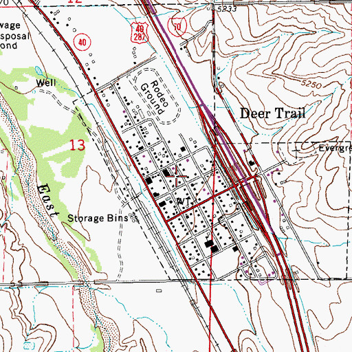 Topographic Map of Deer Trail, CO