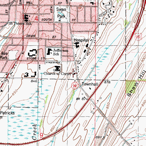 Topographic Map of Church of Christ, WI