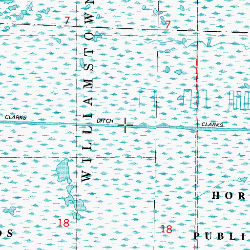 Topographic Map of Clarks Ditch, WI