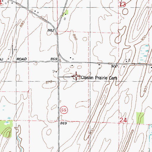 Topographic Map of Clason Prairie Cemetery, WI