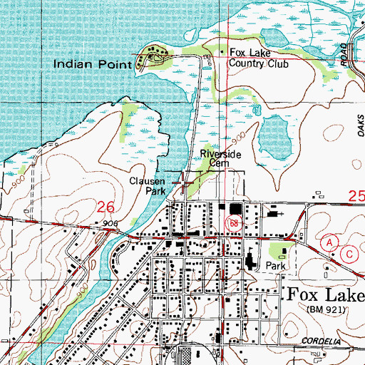 Topographic Map of Clausen Park, WI