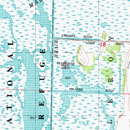Topographic Map of Clubhouse Ditch, WI