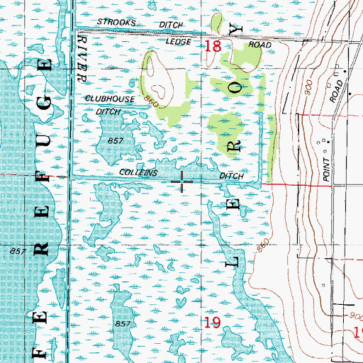 Topographic Map of Colleins Ditch, WI