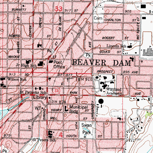 Topographic Map of Cornerstone Baptist Church, WI