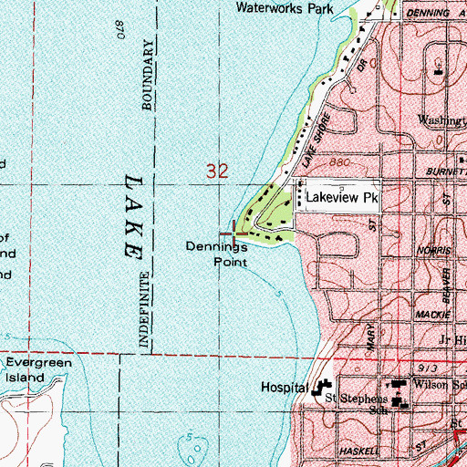 Topographic Map of Dennings Point, WI