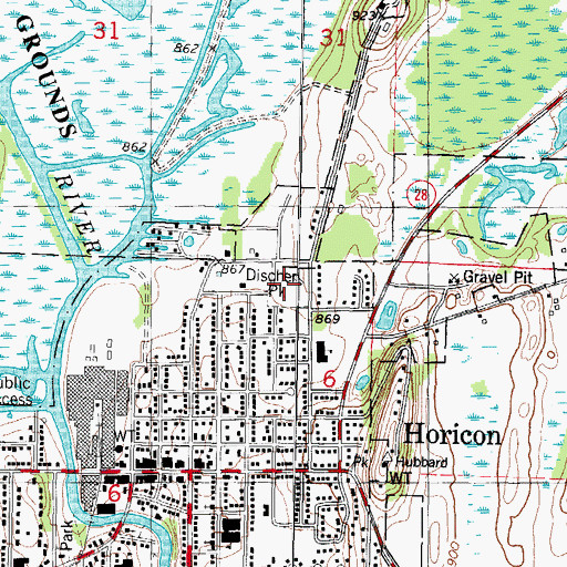 Topographic Map of Disher Park, WI