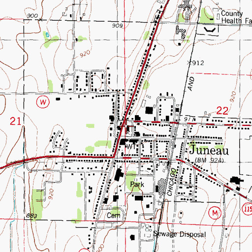 Topographic Map of Dodge County Courthouse, WI