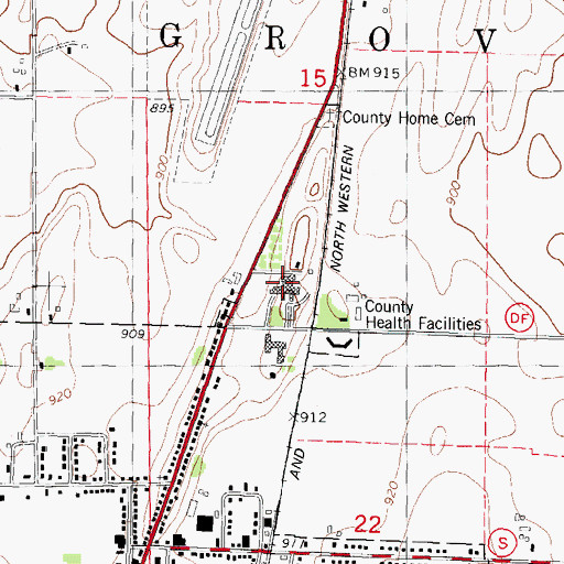 Topographic Map of Dodge County Hospital, WI