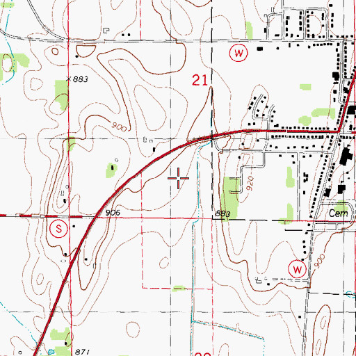 Topographic Map of Dodgeland Middle / High School, WI