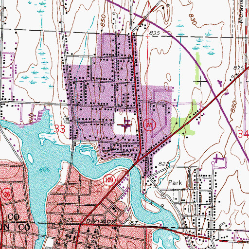 Topographic Map of Douglas Elementary School, WI