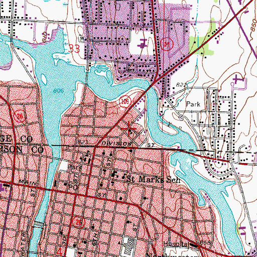 Topographic Map of Douglas Public School (historical), WI