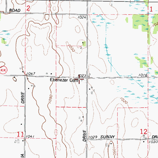 Topographic Map of Ebenezer Church (historical), WI