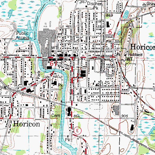 Topographic Map of Emmauel United Methodist Church, WI