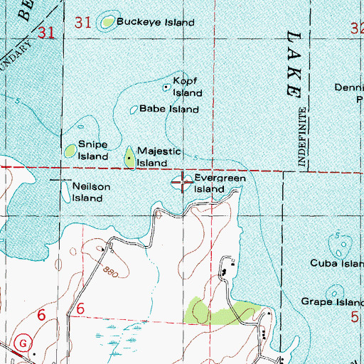 Topographic Map of Evergreen Island, WI