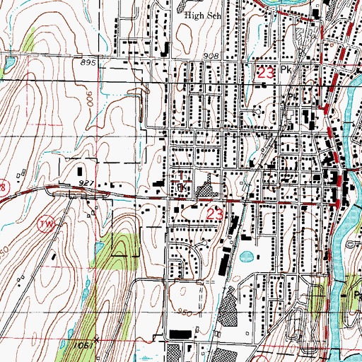 Topographic Map of Ewald Park, WI
