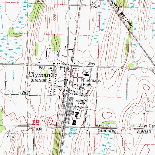 Topographic Map of Firemans Park, WI