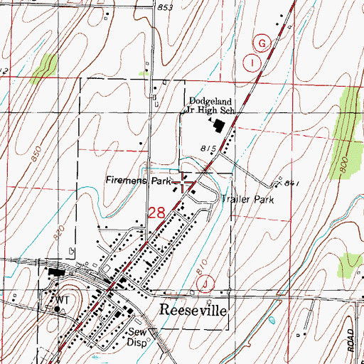 Topographic Map of Firemens Park, WI