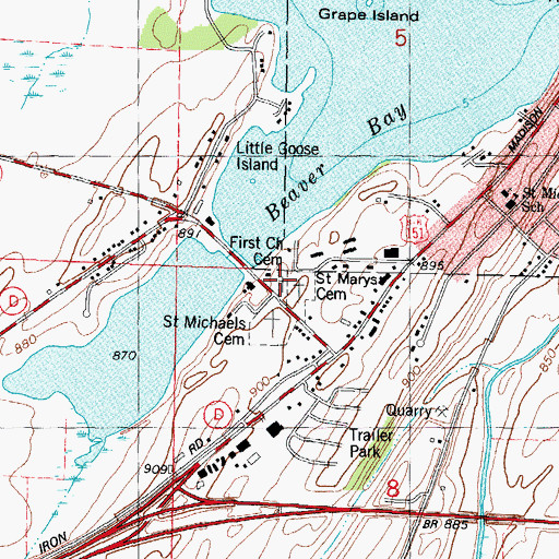 Topographic Map of First Church Cemetery, WI