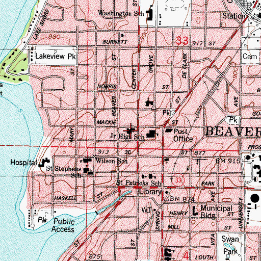 Topographic Map of First Evangelical Lutheran Church, WI