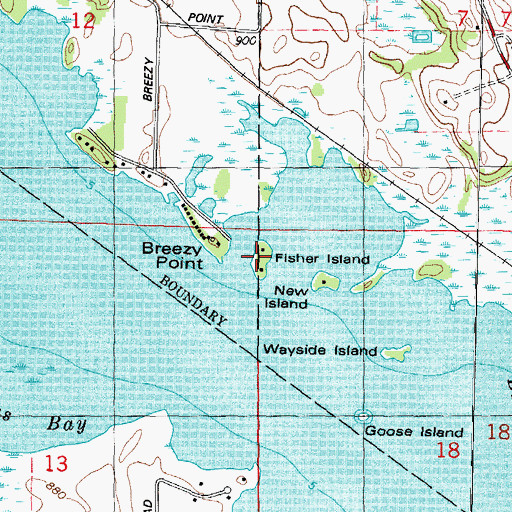 Topographic Map of Fisher Island, WI