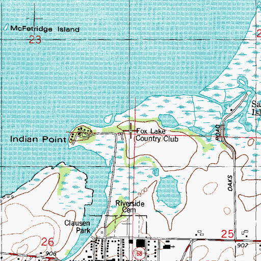 Topographic Map of Fox Lake Country Club, WI