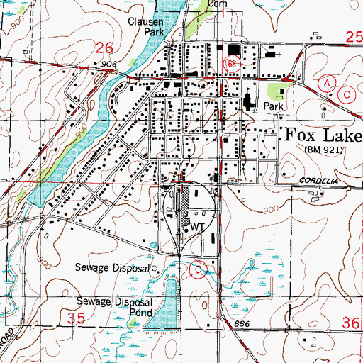 Topographic Map of Fox Lake Depot Museum, WI