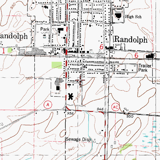 Topographic Map of Friedens Evangelical Lutheran Church, WI
