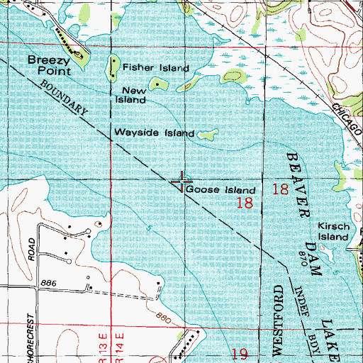 Topographic Map of Goose Island, WI