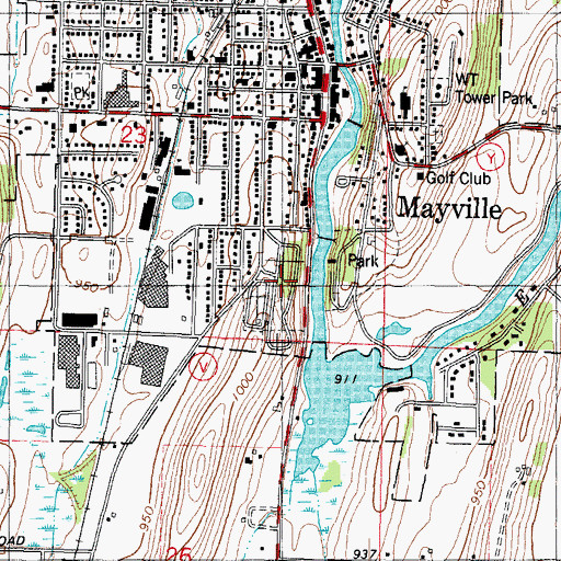 Topographic Map of Graceland Cemetery, WI
