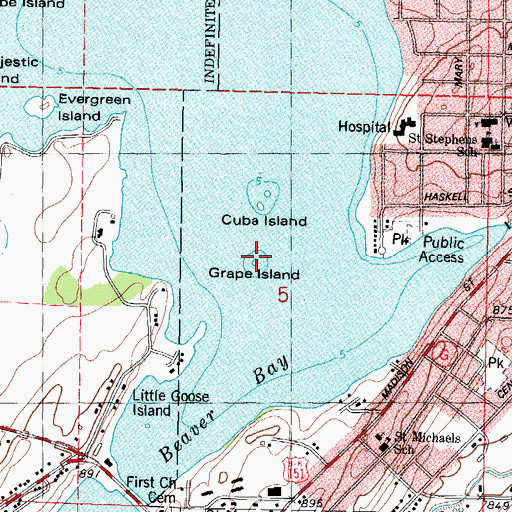 Topographic Map of Grape Island, WI
