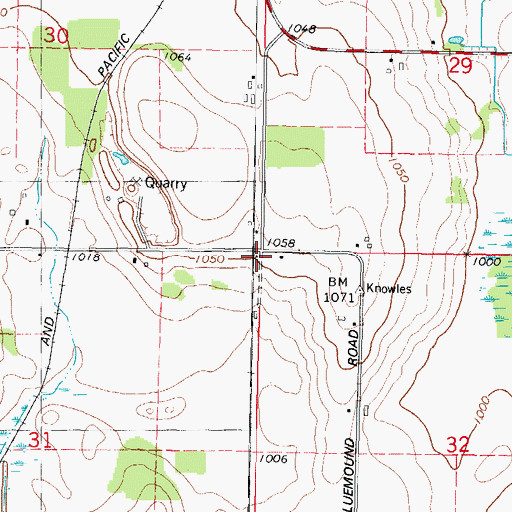 Topographic Map of Hickory Grove School (historical), WI