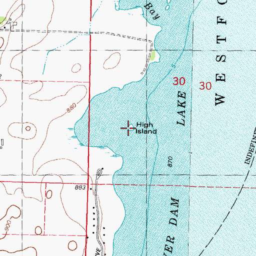 Topographic Map of High Island, WI