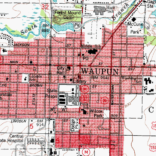 Topographic Map of Holy Trinity Episcopal Church, WI