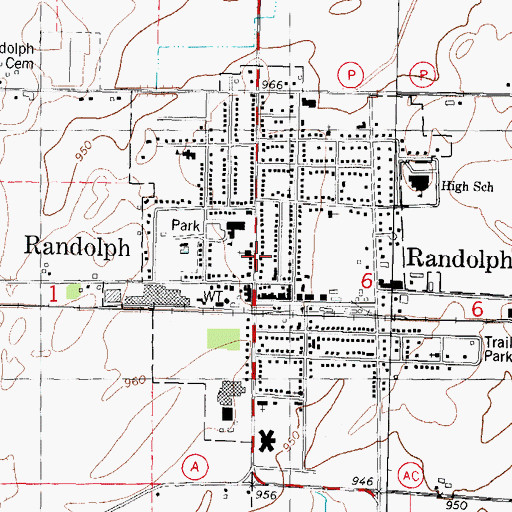 Topographic Map of Hutchinson Memorial Library, WI